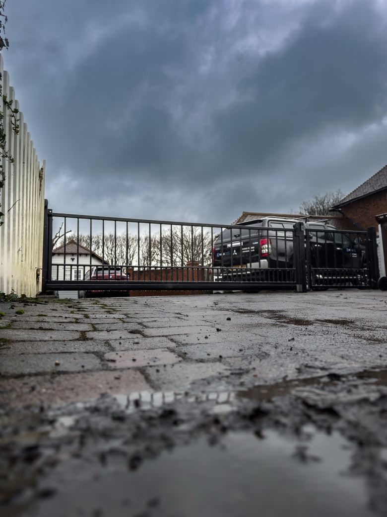 The gate spanning the driveway