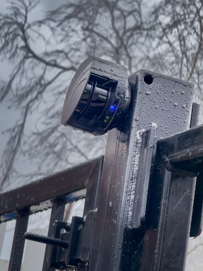BEA safety laser scanner on the gate post