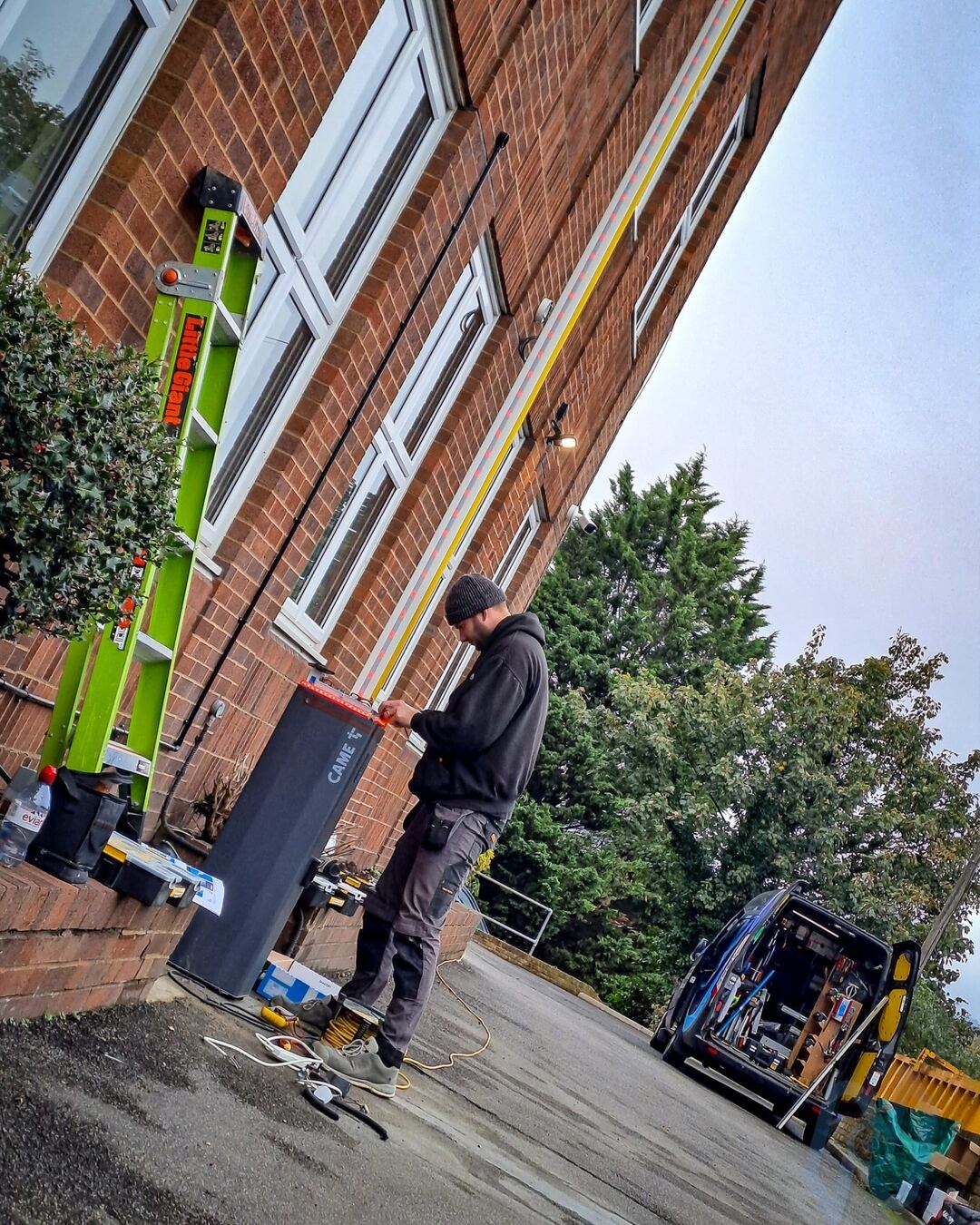 A Nova engineer setting up the CAME barrier