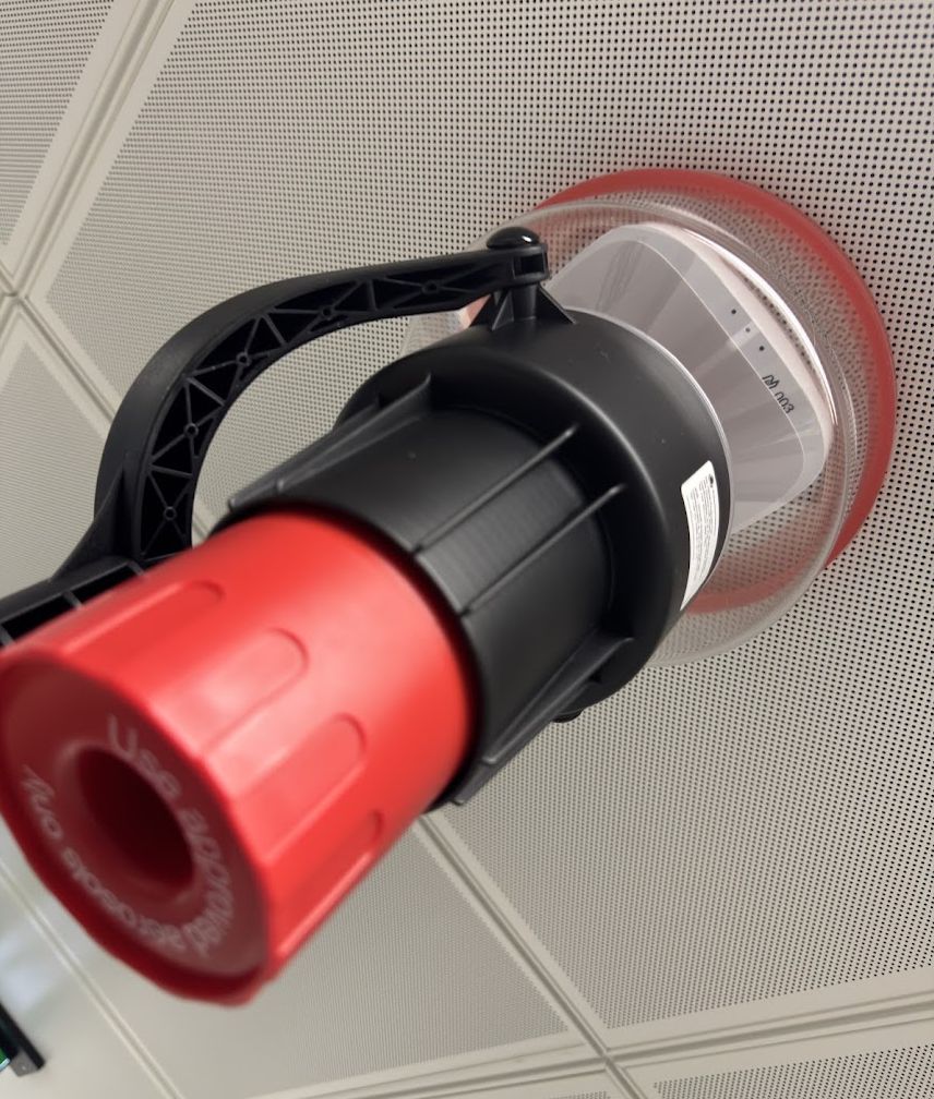 Testing a ceiling detector during a service visit
