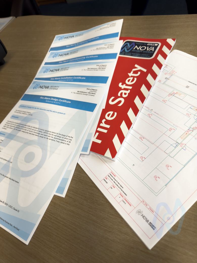 Design, installation, commissioning and acceptance certificates, logbook and as-fitted drawing