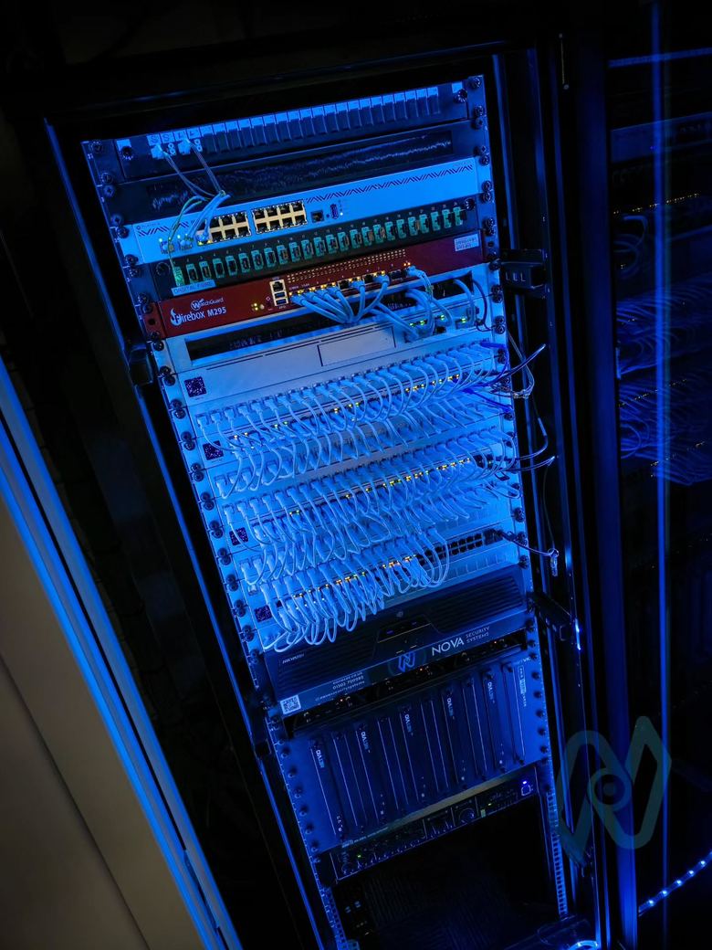 The network cabinet seen from the side