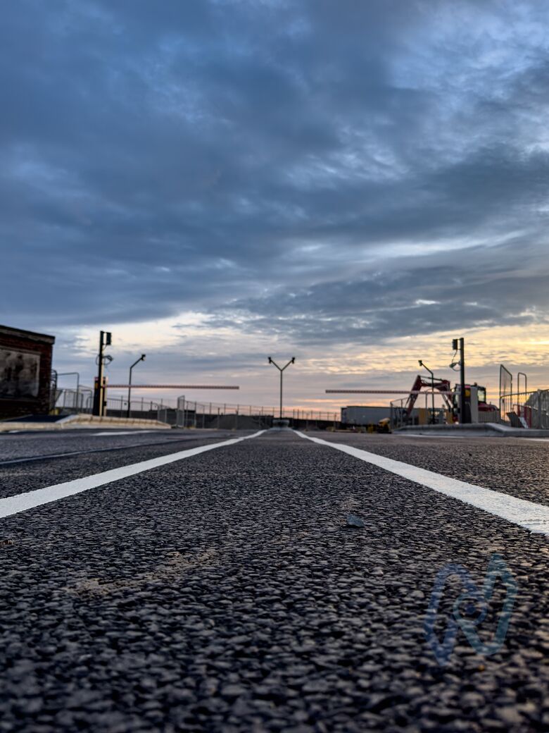 The new lanes at Motis Dover, seen from road level