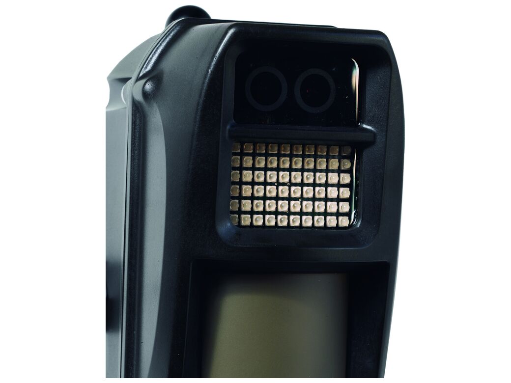 Close-up of a Reconeyez detector, showing its camera and infrared illuminator